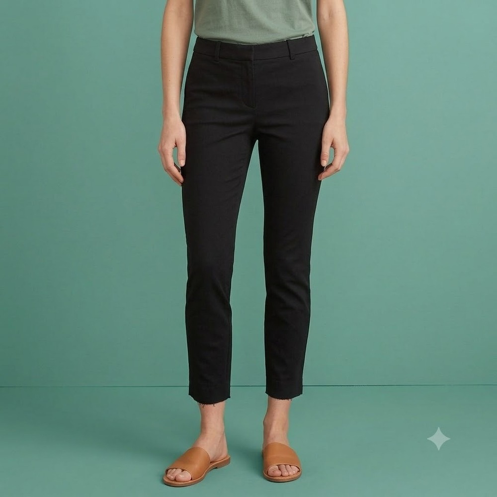 J.Crew‎ Minnie Pant Women's 8 Black Slim Ankle Stretch Side Zip Career EUC